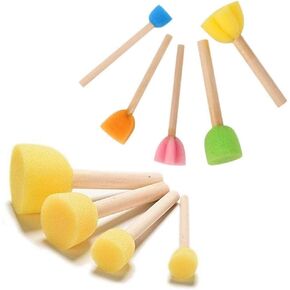 27 قطعة من فرش الرسم الإسفنجية للأطفال أدوات الطلاء للتعليم المبكر مع مقابض من الخشب الصلب للأطفال صناعة الحرف اليدوية على الجدران (أشكال مختلفة) in Kuwait
