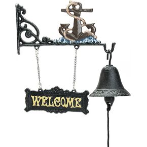 Sungmor Cast Iron Dinner Bell, Outside Farmhouse Door Bell, Wall Hanging Welcome Bell Sign, Antique Pretty Sunflower Decorative Manually Shaking Doorbell, Indoor Outdoor Wall Mounted Dinner Bell