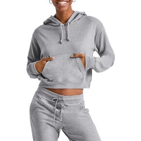 Hanes Womens Originals Pullover Cropped Hoodie, French Terry Hooded Sweatshirt
