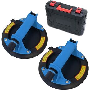 Glass Suction Cup to Lift Glass/Granite/Tile - 8 Inches Glass Suction Cups Offer 327 Pounds Load Capacity - Heavy Duty Glass Sucker Lifter for Moving Large Glass/Granite/Tile/Window, Blue, Pack of 2