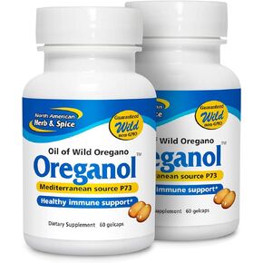 NORTH AMERICAN HERB & SPICE Oreganol P73 (2 Pack) - 60 Softgels - Immune System Support - Unprocessed, Vegan Friendly Wild Oregano - Mediterranean Source - Non-GMO - 120 Total Servings