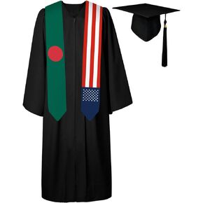 72 Inch Bangladesh Flag and USA Flag Graduation Sash Unisex Adults Graduation Stole Scarf International Class of 2024 (Not Include Baccalaureate Gown and Hat)