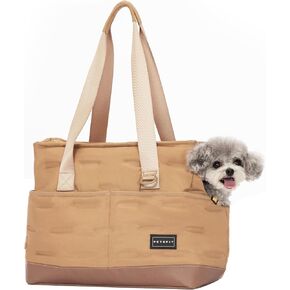 Petsfit Small Dog Purse Carrier, Portable Pet Carrier Tote Cat Carrier with Adjustable Safety Leashs, Pocket, Poop Dispenser, Waterproof TPU Bottom, Black