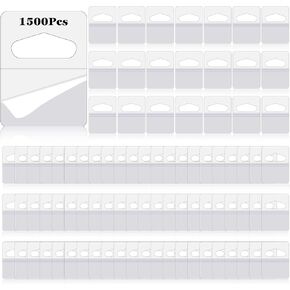 1500 Pieces Clear Slot Hole Hang Tags Self Adhesive Hanging Tabs Plastic Retail Hang Tabs Clear Tabs Adhesive Sticker Hanger for Store Display (Round Hole,1 x 1.5 Inch)