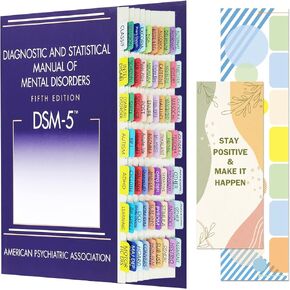 Index Tabs for DSM-5-TR, DSM-5, Color-Coded and Laminated DSM-V-TR Tabs, with 18 Blank Tabs, Alignment Guide and Inspirational Bookmark Included, Tear-Resistant & Waterproof
