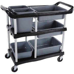 3 Tier Utility Cart Heavy Duty 330lbs Capacity Rolling Service Cart Utility Carts with Wheels Storage Cart Restaurant Supplies Great for Hotel,Kitchen,Laundry Room,Siz:41x18.3x37