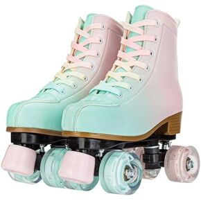 جيسي زلاجات دوارة للنساء، ملونة وقابلة للتعديل، عالية الجودة من جلد البولي يوريثان، زلاجات بصف مزدوج مع حقيبة للشباب البالغين والمبتدئين في الداخل والخارج in Kuwait