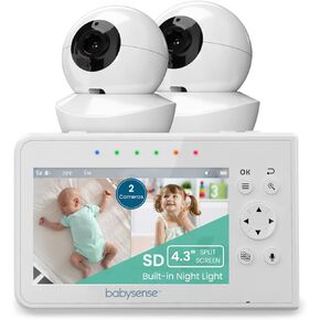 Babysense 3.5" Screen, Video Baby Monitor with Camera and Audio, 960ft Range (Open Space), Night Light, Two-Way Audio, Zoom, Night Vision, Lullabies
