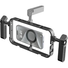 Aluminium Smartphone Video Rig Kit w Handles and MagSafe Magnetic Mount, ULANZI MG-001 Phone Cage Grip Stabilizer, Handheld Filmmaking Vlogging Phone Rig for iPhone Videomaker Videographer