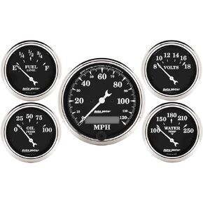 Auto Meter 1709 Old TYME Black Street Rod Kit