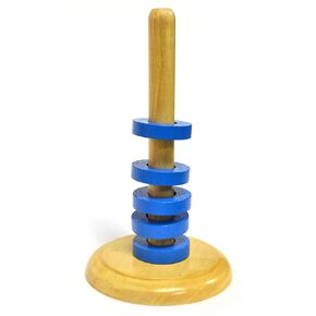 Eisco Labs Floating Ring Magnet Set with Wooden Base - 5 Magnets, 5.9" Height