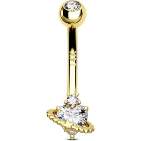 COCHARM 14K Gold Belly Button Rings 14K Solid Gold Belly Navel Rings for Women 14K Gold Belly Piercing Jewelry Hypoallergenic
