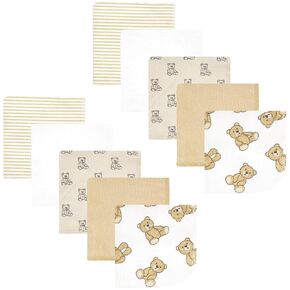 Hudson Baby Unisex Baby Flannel Cotton Washcloths, Teddy Bears 10 Pack, One Size