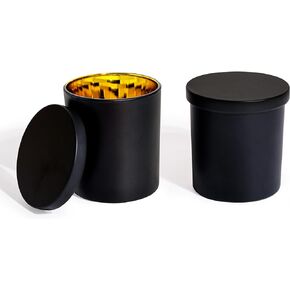 ​Candle Jars Bulk, All Black Candle Container with Gold Interior, 12PCS Candle Tis, Vessel with Metal Lids Empty Matte Black Jars for Candle Making