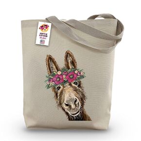 Donkey Tote Bag - Donkey Lover Gift - Flower Crown donkey Totes -Handmade Totes - Donkey Canvas Totes - Cute Donkey Reusable Shopping Bag - Donkey Christmas Gift - Grocery Bag - Beach Bag