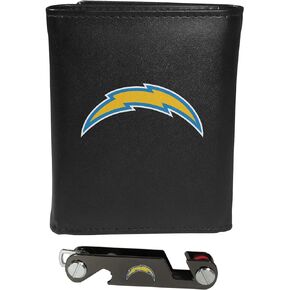 Siskiyou Sports NFL Los Angeles Chargers Leather Tri-fold Wallet & Key Organizer, One Size, Black