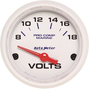 AutoMeter Gauge, Voltmeter, 2 1/16", 18V, Electric, Marine White (200756)