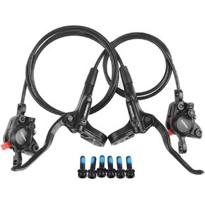 Acciaiie Shimano MT200 Hydraulic Brakes, 2 Piston Left Front 800mm Right Rear 1500mm with Rear is/PM Adapter MTB Hydraulic Brakes, Dual Disc Brakes Fit 160mm / 180mm Rotors Hydraulic Disc Brakes