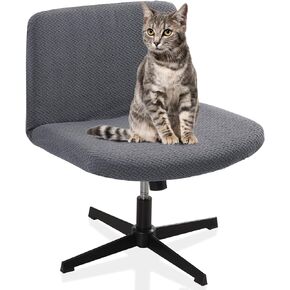 Armless Chair Slipcover, Waterproof Criss Cross Chair Cover, Office Desk Chair Covers Stretchable, Mid Back Wide Seat Accent Chair Covers Without Arms for Computer Task Vanity Chairs(Beige)