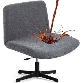 Criss Cross Chair Cover, Armless Chair Slipcover, Office Desk Chair Covers, Mid Back Wide Seat Accent Chair Covers for Computer Task Vanity Chairs(Leaves -Shaped Jacquard, Pink)