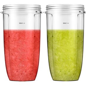 MEET JUICE Blender Replacement Cups for Nutribullet Blender, 32oz Cups Compatible with Nutri Bullet 600W/900W Blenders (2-Pack)