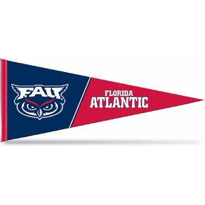Rico Industries NCAA Florida Atlantic Owls Exclusive 12" x 30" Soft Felt Pennant - EZ to Hang - Home Décor (Game Room, Man Cave, Bed Room)