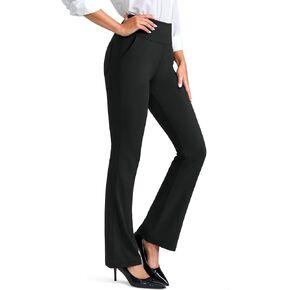 Rammus Womens High Waisted Dress Pants with Pockets Stretchy Business Casual Work Pants Bootcut Slacks for Office