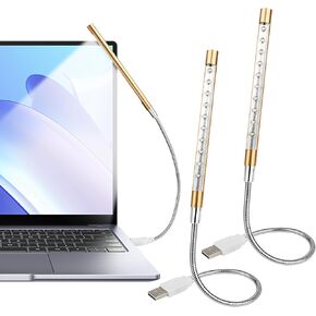 CZBRO 2 Pcs Keyboard Light Portable USB LED Light for Keyboard 10 Lamp Beads LED Laptop Light with Long Gooseneck Flexible Stick Laptop Light for Reading Book and Striking Keyboard (2 Pcs, Black)