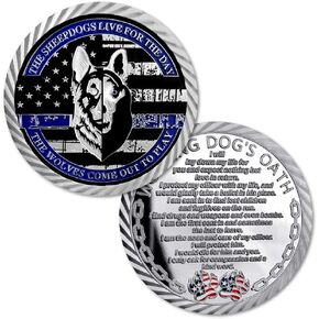 United States K9 Police Challenge Coin Thin Blue Line Law Enforcement Gift