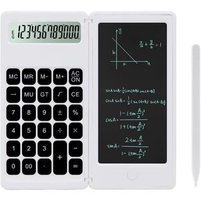 Desk Calculator, Desktop Small Calculator with Writing Notepad, Basic 4-Function Math Large Button Calculator, School Supplies for Kids, Middle/High School Students (Black)