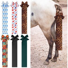 Huhumy 6 Pcs Horse Tail Bag Breathable Horse Tail Guard Slip on Horse Tail Wrap with 2 Strand Closure Straps Horse Grooming Supplies to Protect Tail from Dirt Breakage Rubbing 6 Designs