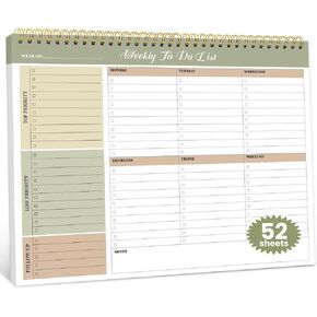 Weekly To Do List Notepad with 52 Undated Sheets（8.5"×11"）- Undated Weekly Planner Notepad for Office Desk Accessories and Supplies - Midnight Lilac