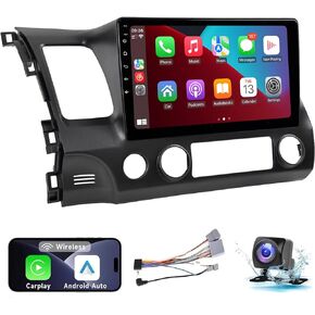 Leadfan Car Stereo Radio Support Wireless Apple CarPlay & Android Auto for Honda Civic 2006 2007 2008 2009 2010 2011, 10.1 Inch Touch Screen Bluetooth Car Stereo with GPS Navigation WiFi Backup Camera