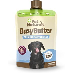 Pet Naturals BusyButter Easy Squeeze Calming Peanut Butter for Dogs, 6oz Pouch - Great for Treats, Lick Mats, Training, Calming, and Occupier Toys