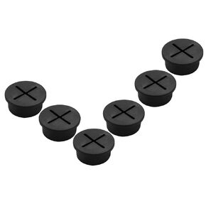 Adyoney 6 Pcs 1 Inch Black Desk Grommets, Easily Solve Cable Management Issues, Flexible Silicone Cable Cord Grommet for Table and Other Furnitures Hole Cover