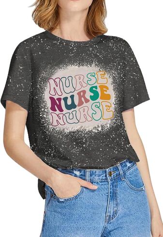 Nurse Shirt for Women Nursing Student Nurse Life Gift Shirt Inspirational Funny Letter Print Casual Short Sleeve Tee Top in Saudi Arabia