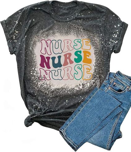 Nurse Shirt for Women Nursing Student Nurse Life Gift Shirt Inspirational Funny Letter Print Casual Short Sleeve Tee Top in Saudi Arabia