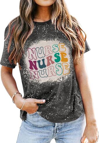 Nurse Shirt for Women Nursing Student Nurse Life Gift Shirt Inspirational Funny Letter Print Casual Short Sleeve Tee Top in Saudi Arabia
