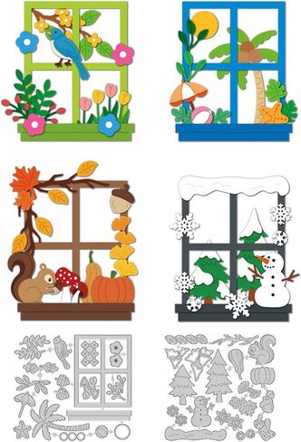 4 Styles Label Shaker Cutting Dies Card Borders Stitch Die Cut Carbon Steel Die Cuts Stencils Card Making Scrapbooking Embossing Template Dies for DIY Paper Craft Albums Birthday Gift Decor in Kuwait