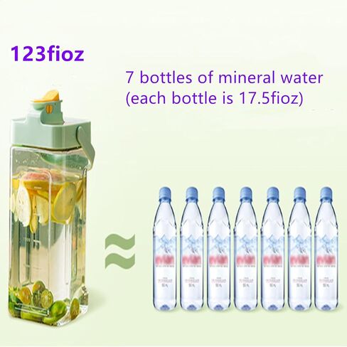 GeRRiT 123fl oz cold water bottle, clear plastic kettle with lid, refrigerator kettle, BPA-free, shatters resistant, perfect for iced tea, Sangria, lemonade, juice, milk, etc (light green) in Saudi Arabia