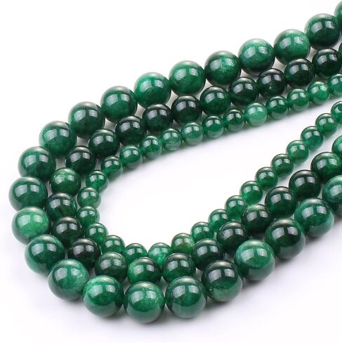 Zhe Ying Natural Green Jade Energy Stone Beads, Round Semi-Precious Healing Crystal Beads for Jewelry Making DIY Bracelet (Green Jade 10-10.5mm) in Saudi Arabia