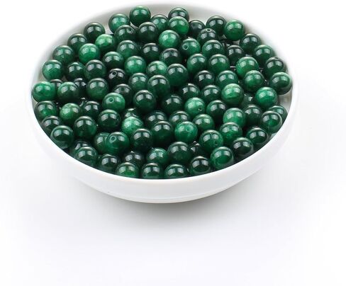 Zhe Ying Natural Green Jade Energy Stone Beads, Round Semi-Precious Healing Crystal Beads for Jewelry Making DIY Bracelet (Green Jade 10-10.5mm) in Saudi Arabia