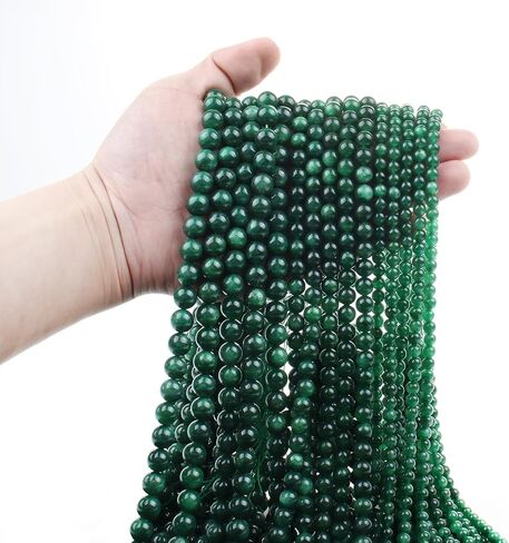 Zhe Ying Natural Green Jade Energy Stone Beads, Round Semi-Precious Healing Crystal Beads for Jewelry Making DIY Bracelet (Green Jade 10-10.5mm) in Saudi Arabia