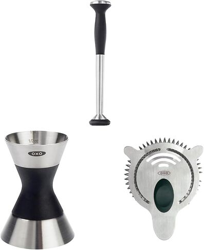 OXO SteeL Muddler with Non-Scratch Nylon Head and Soft Non-Slip Grip, Silver, 9-Inch in Saudi Arabia