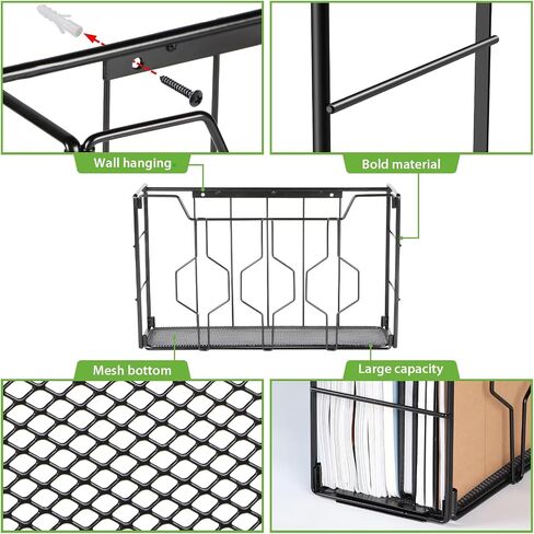 KEEGH Hanging Wall File Organizer Wall Mount File Folder 3 Pockets Wall Paper Organizer Mail Organizer Metal Wall Magazine Rack with Hooks in Saudi Arabia