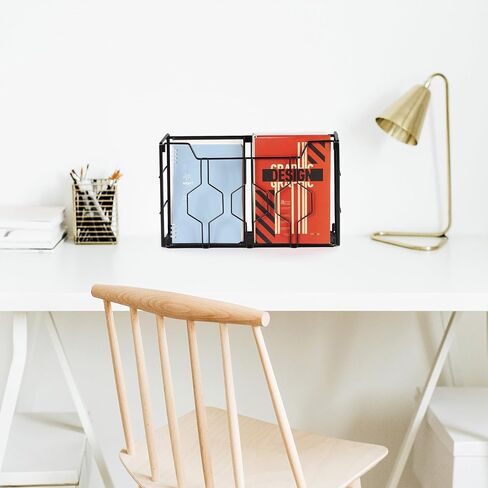 KEEGH Hanging Wall File Organizer Wall Mount File Folder 3 Pockets Wall Paper Organizer Mail Organizer Metal Wall Magazine Rack with Hooks in Saudi Arabia