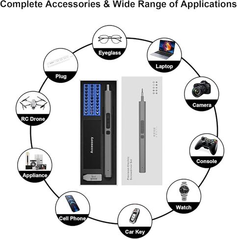 مجموعة مفك كهربائي صغير، 36 في 1 طقم مفك براغي صغير لاسلكي، مجموعة أدوات إصلاح إلكترونية صغيرة قابلة لإعادة الشحن للهاتف والساعة والكمبيوتر المحمول in Kuwait