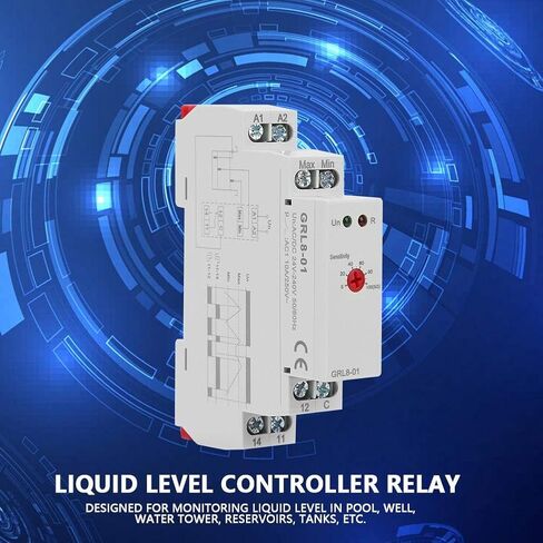 Liquid Level Controller,GRL8-01 Liquid Level Control Relay Water Level Controller 10A (AC/DC 24V-240V) Water Level Switch 10a Controller dc Water Level Controller Power Consumption Controller in Saudi Arabia