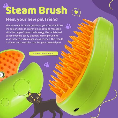 3-in-1 Rechargeable Silicone Brush for Cats and Dogs - Removes Loose Hair, Tangles, and Shedding in Saudi Arabia