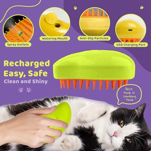 3-in-1 Rechargeable Silicone Brush for Cats and Dogs - Removes Loose Hair, Tangles, and Shedding in Saudi Arabia
